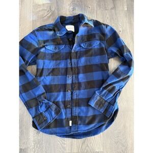 American Eagle Blue And Black Flannel Button Up Size Xs Super Soft